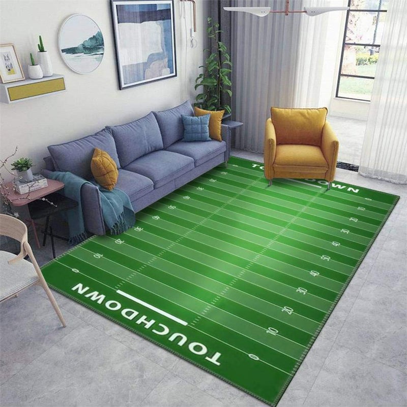 ZALAHM Home Area Runner Rug Pad American Football Field Background with Artificial Turf Soccer Field Thickened Non Slip Mats Doormat Entry Rug Floor Carpet for Living Room Indoor Outdoor Throw Rugs - Image 1